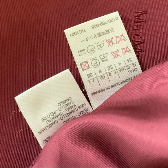 MaxMara midi camel cashmere burgundy coat - Picture 7 of 9